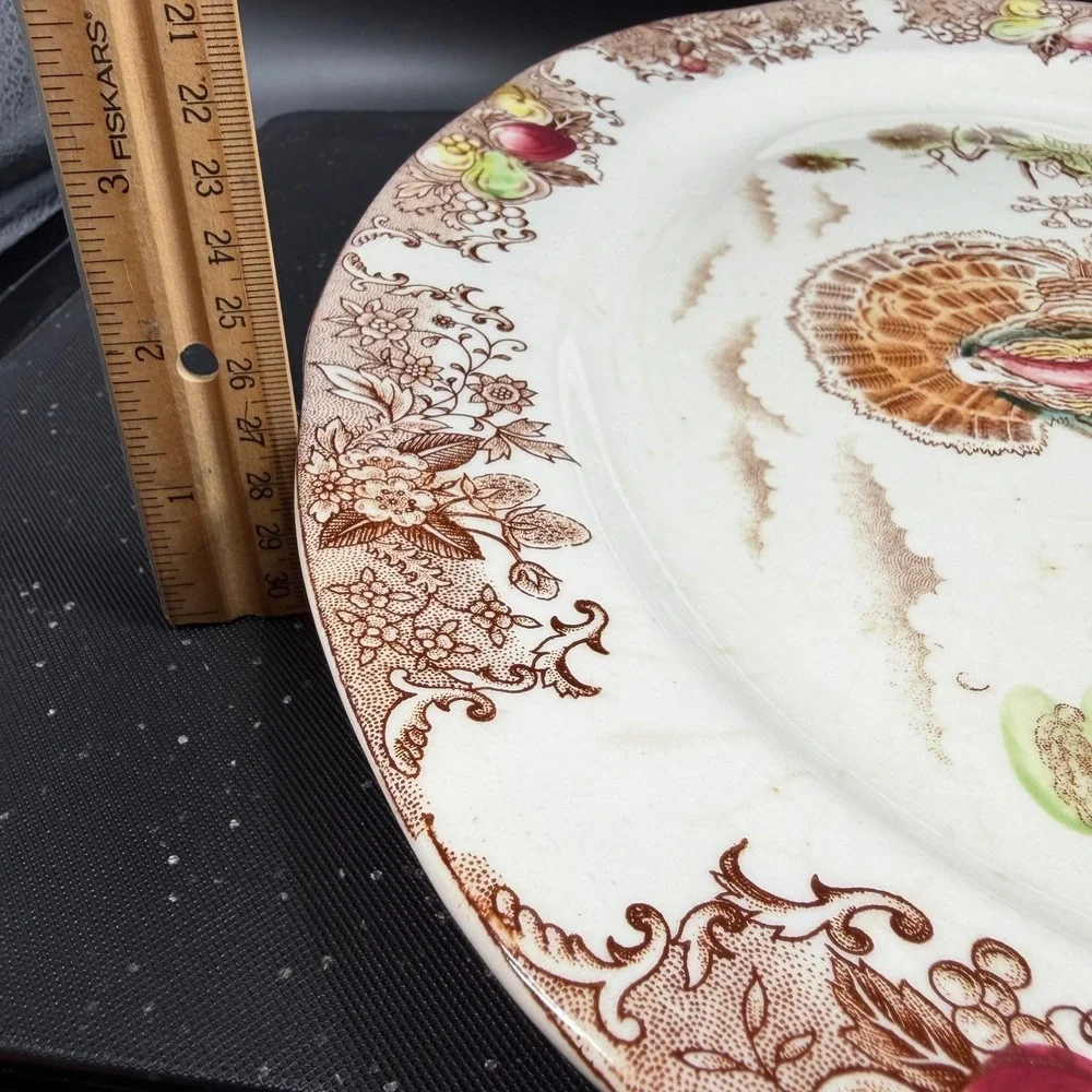 Vintage Fred Roberts‎ Co Turkey Platter Thanksgiving Serving Tray Japan 16 Inch